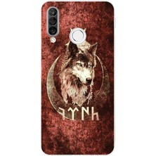 TechTree Huawei P30 Lite Uyumlu Göktürk Yazılı ve Bozkurt Desenli Baskılı Silikon Kılıf