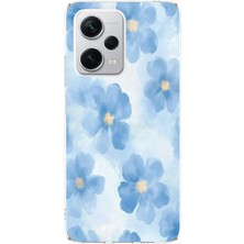 TechTree Redmi Note 12 Pro Plus Uyumlu Mavi Çiçekler Baskılı Silikon Kılıf