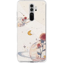 TechTree Redmi Note 8 Pro Uyumlu Gezegen, Yıldız ve Gül Baskılı Silikon Kılıf