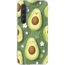 TechTree Mi Note 10 Lite Uyumlu Yeşil Zeminli Sevimli Avokado Baskılı Silikon Kılıf