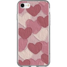 TechTree iPhone 6 - 6s Uyumlu Pastel Gül Kurusu ve Pembe Kalpli Baskılı Silikon Kılıf