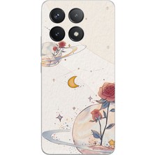 TechTree Poco F6 Pro Uyumlu Gezegen, Yıldız ve Gül Baskılı Silikon Kılıf
