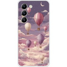TechTree Vivo V30 Lite Uyumlu Mor Gökyüzü ve Uçan Balon Baskılı Silikon Kılıf