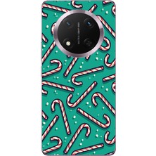 TechTree Honor Magic 7 Lite Uyumlu Yılbaşı Ruhu Baston Şeker ve Kar Taneli Baskılı Silikon Kılıf