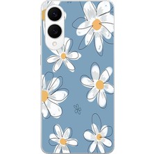 TechTree Samsung Galaxy S25 Edge Uyumlu Mavi Papatya Bahçesi Baskılı Silikon Kılıf