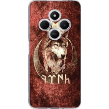 TechTree Redmi 14C Uyumlu Göktürk Yazılı ve Bozkurt Desenli Baskılı Silikon Kılıf