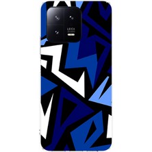TechTree Xiaomi Mi 13 Uyumlu Modern Mavi Geometrik Mozaik Baskılı Silikon Kılıf