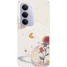 TechTree Redmi 15 4g Uyumlu Gezegen, Yıldız ve Gül Baskılı Silikon Kılıf