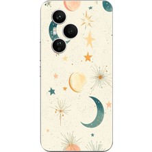 TechTree Honor 400 Pro Uyumlu Krem Zeminli Ay ve Yıldız Baskılı Silikon Kılıf