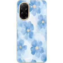 TechTree Redmi A5 Uyumlu Mavi Çiçekler Baskılı Silikon Kılıf
