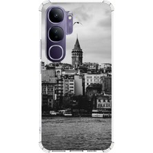 TechTree Vivo V40 Lite Uyumlu Galata Kulesi ve Deniz Manzaralı Baskılı Silikon Kılıf