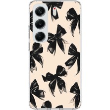 TechTree Tecno Camon 40 Pro Uyumlu Siyah Fiyonk Kurdele Baskılı Silikon Kılıf