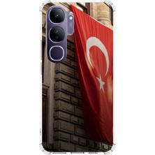 TechTree Vivo V40 Lite Uyumlu Dev Türk Bayrağı Baskılı Silikon Kılıf