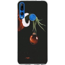 TechTree Honor 9x Uyumlu Grinch Yeşil El ve Kırmızı Yılbaşı Topu Baskılı Silikon Kılıf