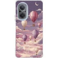 TechTree Huawei Nova 9 Se Uyumlu Mor Gökyüzü ve Uçan Balon Baskılı Silikon Kılıf