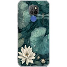 TechTree General Mobile Gm 20 Uyumlu Yeşil Yapraklı Nilüfer ve Yusufçuk Baskılı Silikon Kılıf
