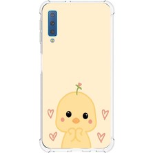 TechTree Samsung Galaxy A7 2018 Uyumlu Sevimli Civciv ve Kalp Desenli Baskılı Silikon Kılıf