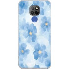 TechTree General Mobile Gm 20 Uyumlu Mavi Çiçekler Baskılı Silikon Kılıf