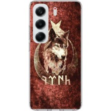 TechTree Tecno Camon 40 Pro Uyumlu Göktürk Yazılı ve Bozkurt Desenli Baskılı Silikon Kılıf