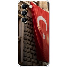 TechTree Vivo V30 Lite Uyumlu Dev Türk Bayrağı Baskılı Silikon Kılıf