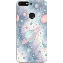 TechTree Huawei Y7 2018 - Honor 7c Uyumlu Soft Renkli Gezegenler Baskılı Silikon Kılıf