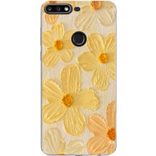TechTree Huawei Y7 2018 - Honor 7c Uyumlu Güneşin Dokunuşu Sarı Papatya Baskılı Silikon Kılıf