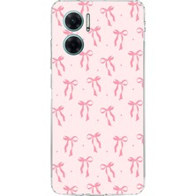TechTree Redmi Note 11E Uyumlu Soft Pembe Fiyonk Desenli Baskılı Silikon Kılıf