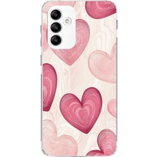 TechTree Samsung Galaxy A05S Uyumlu Çizgisel Pembe Kalp Baskılı Silikon Kılıf