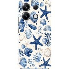 TechTree Poco X6 Pro Uyumlu Mavi Deniz Kabuğu ve Yıldız Desenli Baskılı Silikon Kılıf