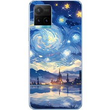 TechTree Vivo Y21S Uyumlu Yıldızlı Gökyüzü ve Şehir Silüeti Baskılı Silikon Kılıf