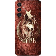 TechTree Samsung Galaxy M15 Uyumlu Göktürk Yazılı ve Bozkurt Desenli Baskılı Silikon Kılıf