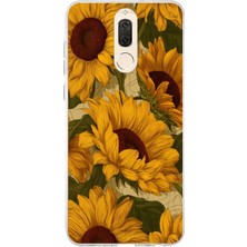 TechTree Huawei Mate 10 Lite Uyumlu Altın Sarısı Ayçiçeği Bahçesi Baskılı Silikon Kılıf