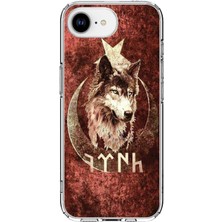 TechTree iPhone 16E Uyumlu Göktürk Yazılı ve Bozkurt Desenli Baskılı Silikon Kılıf