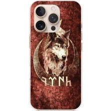 TechTree iPhone 16 Pro Max Uyumlu Göktürk Yazılı ve Bozkurt Desenli Baskılı Silikon Kılıf