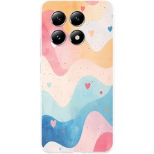 TechTree Xiaomi Mi 14T Pro Uyumlu Pastel Renkli Dalgalı ve Kalp Baskılı Silikon Kılıf