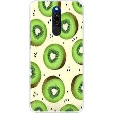 TechTree Redmi 8 Uyumlu Yeşil Kivi Dilimleri ve Kalp Çekirdek Baskılı Silikon Kılıf