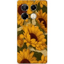 TechTree Infinix Note 40 Pro Uyumlu Altın Sarısı Ayçiçeği Bahçesi Baskılı Silikon Kılıf