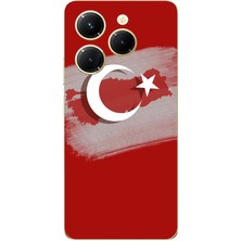 TechTree Tecno Spark 20 Pro Uyumlu Türkiye Harita Detaylı Türk Bayrağı Baskılı Silikon Kılıf