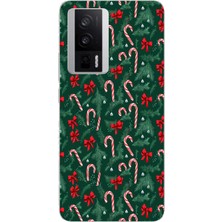 TechTree Poco F5 Pro Uyumlu Yılbaşı Çam Ağacı ve Baston Şeker Baskılı Silikon Kılıf