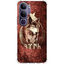 TechTree Vivo V40 Lite Uyumlu Göktürk Yazılı ve Bozkurt Desenli Baskılı Silikon Kılıf