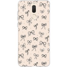 TechTree Huawei Mate 10 Lite Uyumlu Siyah Fiyonk Desenli Krem Rengi Baskılı Silikon Kılıf
