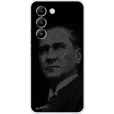TechTree Vivo V30 Lite Uyumlu Gençliğe Hitabe Yazılı Atatürk Silüeti Baskılı Silikon Kılıf