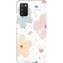 TechTree Samsung Galaxy A02S Uyumlu Pastel Soyut Çiçek ve Leke Desenli Baskılı Silikon Kılıf