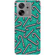 TechTree Xiaomi Mi 13T-13T Pro Uyumlu Yılbaşı Ruhu Baston Şeker ve Kar Taneli Baskılı Silikon Kılıf