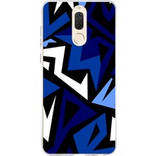 TechTree Huawei Mate 10 Lite Uyumlu Modern Mavi Geometrik Mozaik Baskılı Silikon Kılıf