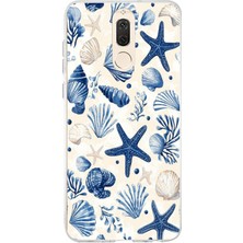 TechTree Huawei Mate 10 Lite Uyumlu Mavi Deniz Kabuğu ve Yıldız Desenli Baskılı Silikon Kılıf