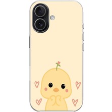 TechTree iPhone 17 Uyumlu Sevimli Civciv ve Kalp Desenli Baskılı Silikon Kılıf