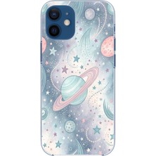 TechTree iPhone 12 Mini Uyumlu Soft Renkli Gezegenler Baskılı Silikon Kılıf