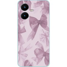 TechTree Vivo Y22 Uyumlu Menekşe Tonlu Fiyonk Baskılı Silikon Kılıf