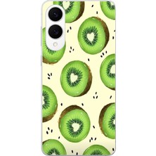 TechTree Samsung Galaxy S25 Edge Uyumlu Yeşil Kivi Dilimleri ve Kalp Çekirdek Baskılı Silikon Kılıf